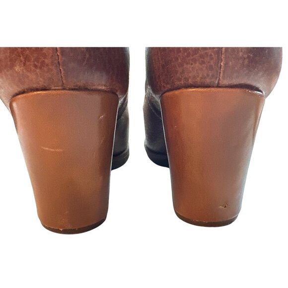 Korks Ease Leather Ankle Boots Chestnut Brown Leather Lace-Up Chunky Heel Size 8 - Picture 6 of 8